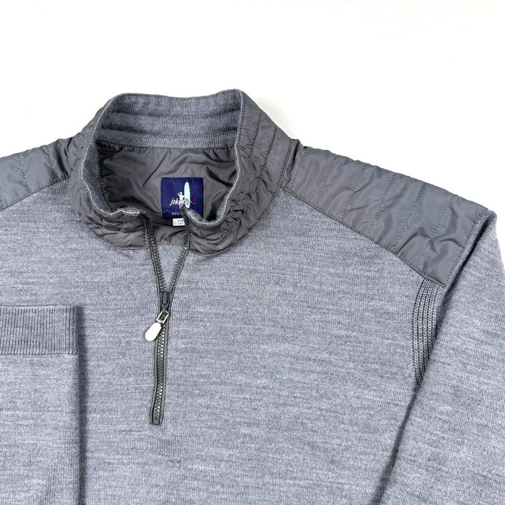 Johnnie-O Mens Hybrid Quarter Zip Pullover Merino Wool Charcoal Grey JMKO25 XL